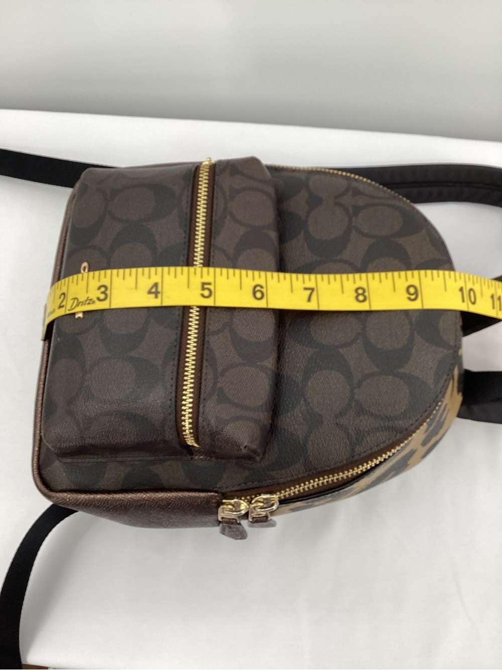 Coach Charlie Dark Mini Backpack Brown Signature Coated Canvaswith Gold Hardware - Picture 10 of 11